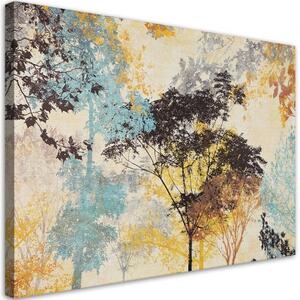 Obraz na plátně, Abstrakce barevných stromů - 100x70 cm