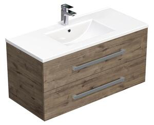 Koupelnová skříňka s umyvadlem SAT Cube Way 100x53x46 cm dub Wellington mat CUBE461002DWMOD