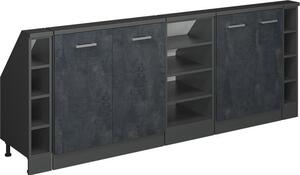 Kuchyňská skříňka pod šikmou střechu Vicco R-Line Černý beton 210 cm Sada 5 kusů, Model 58177