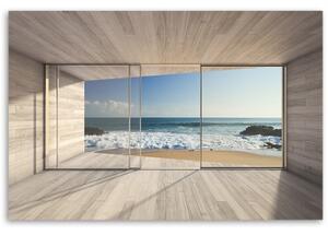 Obraz na plátně, Pohled moře z okna - 60x40 cm