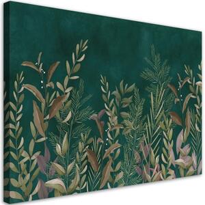 Obraz na plátně, Listy na zeleném pozadí - 90x60 cm