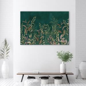 Obraz na plátně, Listy na zeleném pozadí - 120x80 cm