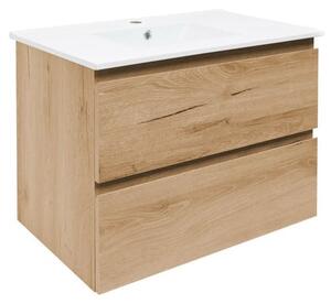 Koupelnová skříňka 2 zásuvková s umyvadlem SAT B-Way 79x50x45 cm dub mat BWAY280OAKU4BI