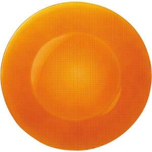 Talíř skleněný mělký pr. 31 cm - oranžový