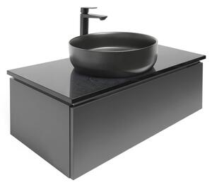 Koupelnová skříňka s kamennou krycí deskou a umyvadlem SAT Feel 100x30x46 cm antracit SATFEEL100ANTTKB