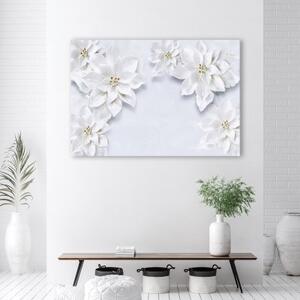 Obraz na plátně, Zasněžené bílé květy rostliny - 100x70 cm