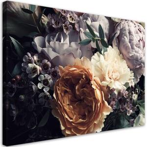 Obraz na plátně, Pastel Peon Bouquet Flowers - 100x70 cm
