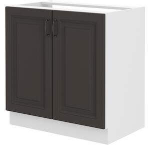 Dolní kuchyňská skříňka pod dřez Sheila 80 ZL 2F BB (bílá + grafit)