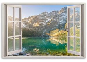Obraz na plátně, Okno jezera v horách Natura - 60x40 cm