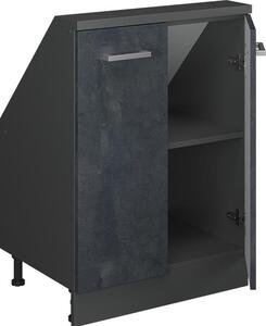 Kuchyňská skříňka pod šikmou střechu Vicco R-Line Černý beton 60 cm se 2 dvířky, Model 58255
