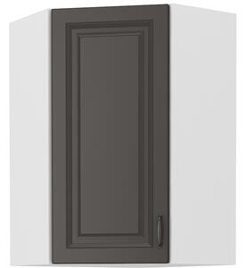 Rohová horní kuchyňská skříňka Sheila 58 x 58 GN 90 1F (bílá + grafit)