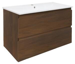 Koupelnová skříňka s umyvadlem SAT B-Way 99x50x45 cm ořech mat BWAY2100NUTU4BI