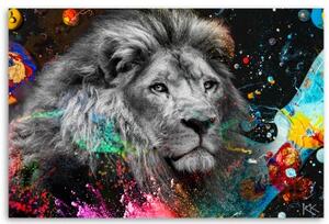 Obraz na plátně, Lev na barevném pozadí - 60x40 cm