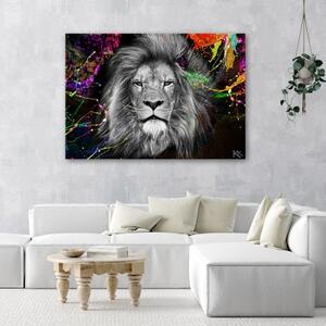 Obraz na plátně, Barevná abstrakce lva - 60x40 cm