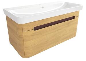 Koupelnová skříňka s umyvadlem SAT Fusion 97,5x43x45 cm dub medový mat SATFUSION100DMU