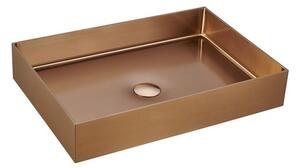Umyvadlo na desku v barvě rose gold SAT Aurum 55x38 cm bez přepadu SATAUR5538BRG