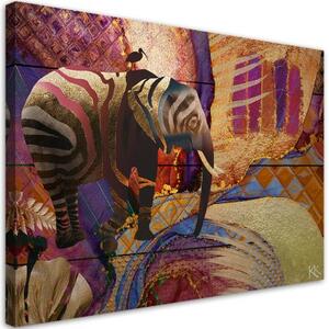 Obraz na plátně, Zlatý slon na abstraktním pozadí - 90x60 cm