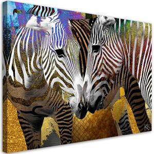 Obraz na plátně, Abstraktní zvířata zebra - 90x60 cm
