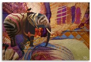 Obraz na plátně, Zlatý slon na abstraktním pozadí - 120x80 cm