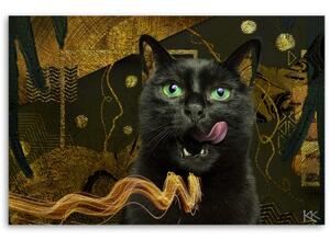 Obraz na plátně, Abstrakce zlata černé kočky - 90x60 cm