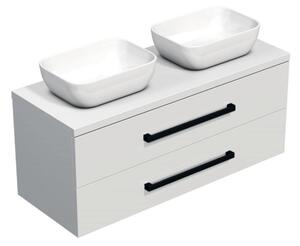 Koupelnová skříňka s černou úchytkou a krycí deskou SAT Cube Way 120x71x46 cm bílá lesk CUBE46C1203BISAT45