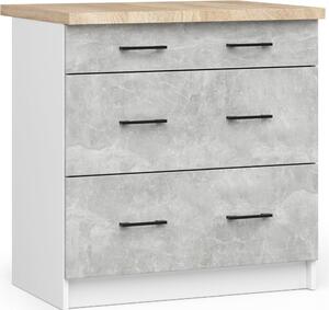 AKORD Furniture Factory KS0POLIBIABET3S015, Bílá, 16 mm, 3 zásuvka/zásuvek, 460 mm, 800 mm, 850 mm
