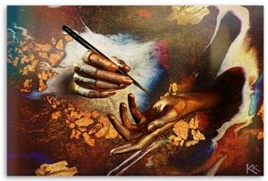 Obraz na plátně, Ruce vyrobené ze zlata - 120x80 cm