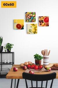 Set obrazů pestré ovoce - 4x 40x40 cm