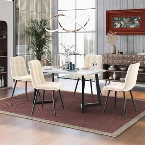 Fortuna Lai jídelní židle (4 ks), béžová, sada 4 ks čalouněných židlí Designová židle s opěrkou, sedák z veluru, kovový rám
