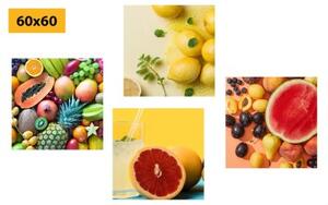 Set obrazů pestré ovoce - 4x 40x40 cm