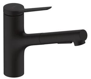 Dřezová baterie Hansgrohe Zesis s vytahovací sprškou, 2 proudy černý mat 74803670