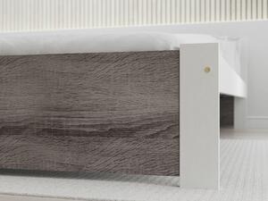 Postel IKAROS 160 x 200 cm, bílá/dub lanýž bez roštu s matrací Deluxe 10 cm
