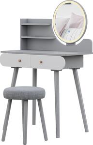 Toaletní stolek Vicco Edda Šedá 80 cm s osvětlením LED a stoličkou, Model 41499