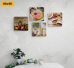 Set obrazů jemné zátiší do kuchyně - 4x 40x40 cm