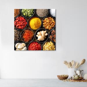 Obraz na plátně, Koření pro kuchyňské jídlo - 30x30 cm