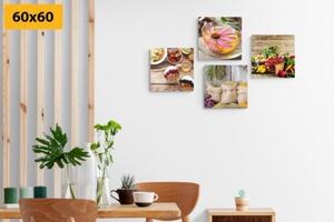 Set obrazů jemné zátiší do kuchyně - 4x 40x40 cm