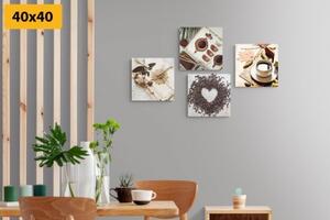 Set obrazů zátiší kávy - 4x 40x40 cm