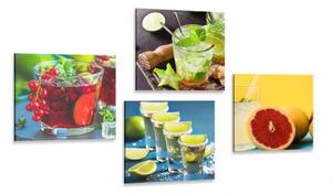 Set obrazů drinky v pestrých barvách - 4x 60x60 cm