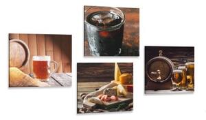 Set obrazů nápoje s chutným občerstvením - 4x 40x40 cm