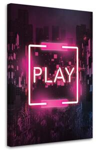 Obraz na plátně, Pink Play Inscription pro hráče - 70x100 cm