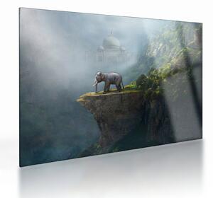 Skleněný obraz - Slůně na vrcholku Taj Mahal (70x50 cm)