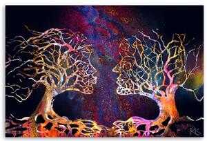 Obraz na plátně, Dvojice stromů polibku abstrakce - 60x40 cm
