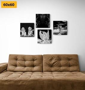 Set obrazů nebeská radost v černobílém provedení - 4x 40x40 cm