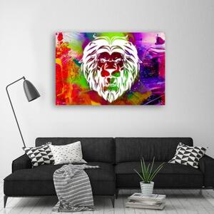 Obraz na plátně, Barevná abstrakce lva - 60x40 cm