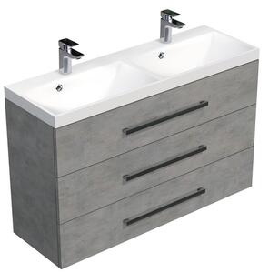 Koupelnová skříňka s dvojumyvadlem SAT Cube Way 120x76,5x40 cm beton CUBE21203BE