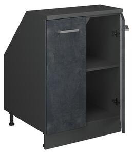 Kuchyňská skříňka pod šikmou střechu Vicco R-Line Černý beton 60 cm se 2 dveřmi, korpus skříně hloubka 60 cm, Model 60500