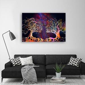 Obraz na plátně, Dvojice stromů polibku abstrakce - 90x60 cm