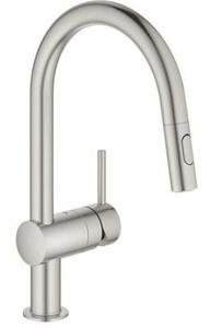 Dřezová baterie GROHE Minta s vytahovací sprškou supersteel 32321DC2