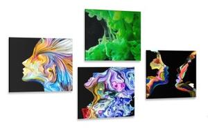 Set obrazů pestrobarevná abstrakce - 4x 40x40 cm
