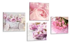 Set obrazů jemné zátiší květin - 4x 60x60 cm